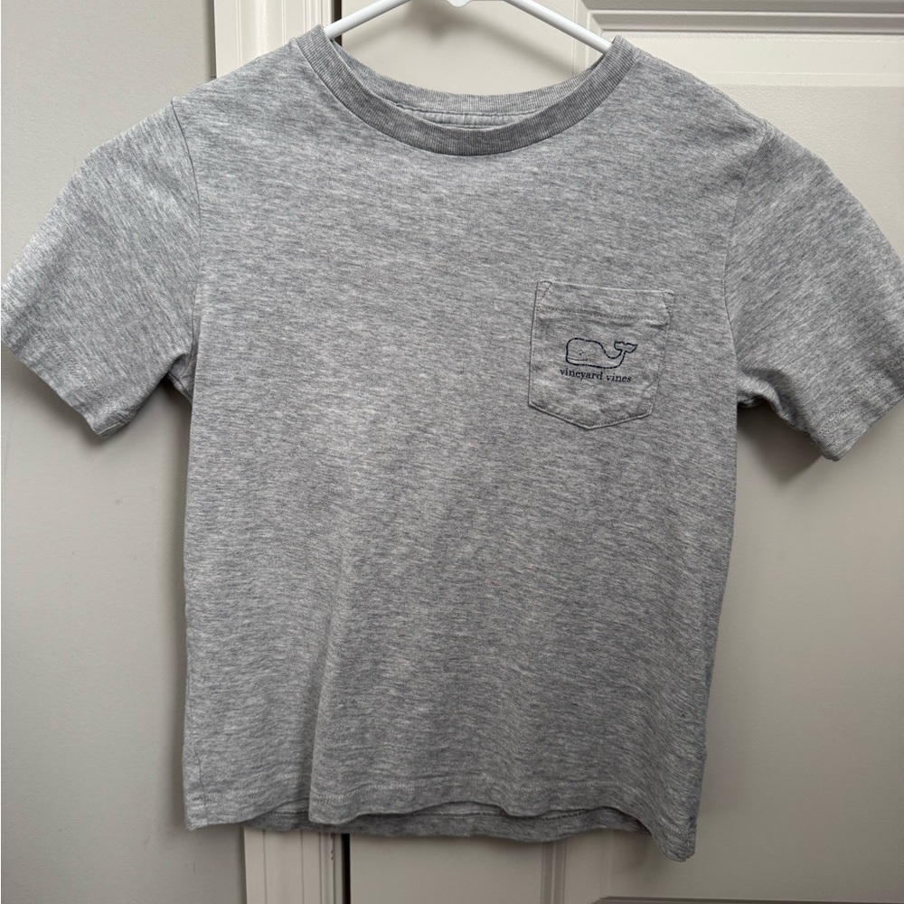 Vineyard Vines Kids Short Sleeve Tee Gray Pocket Whale Logo